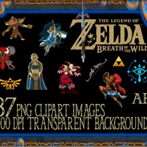 Zelda Breath of the Wild Clipart, PNG-Bilder und Schrift (digitaler Download)