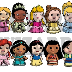 PNG Princess Clipart Character Pack 10 Princesses Transparent Background High Quality 300 dpi Clip Art Images Characters