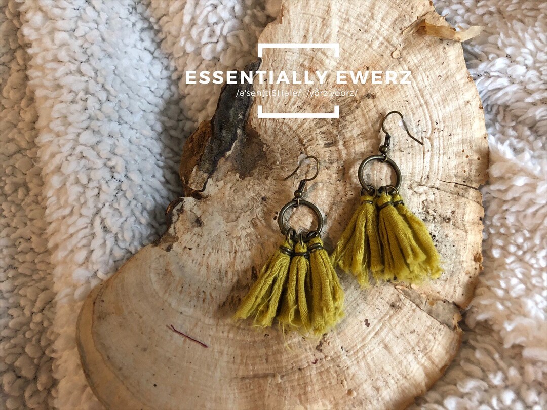 Hand Dyed Fabric Tassel Earrings Etsy