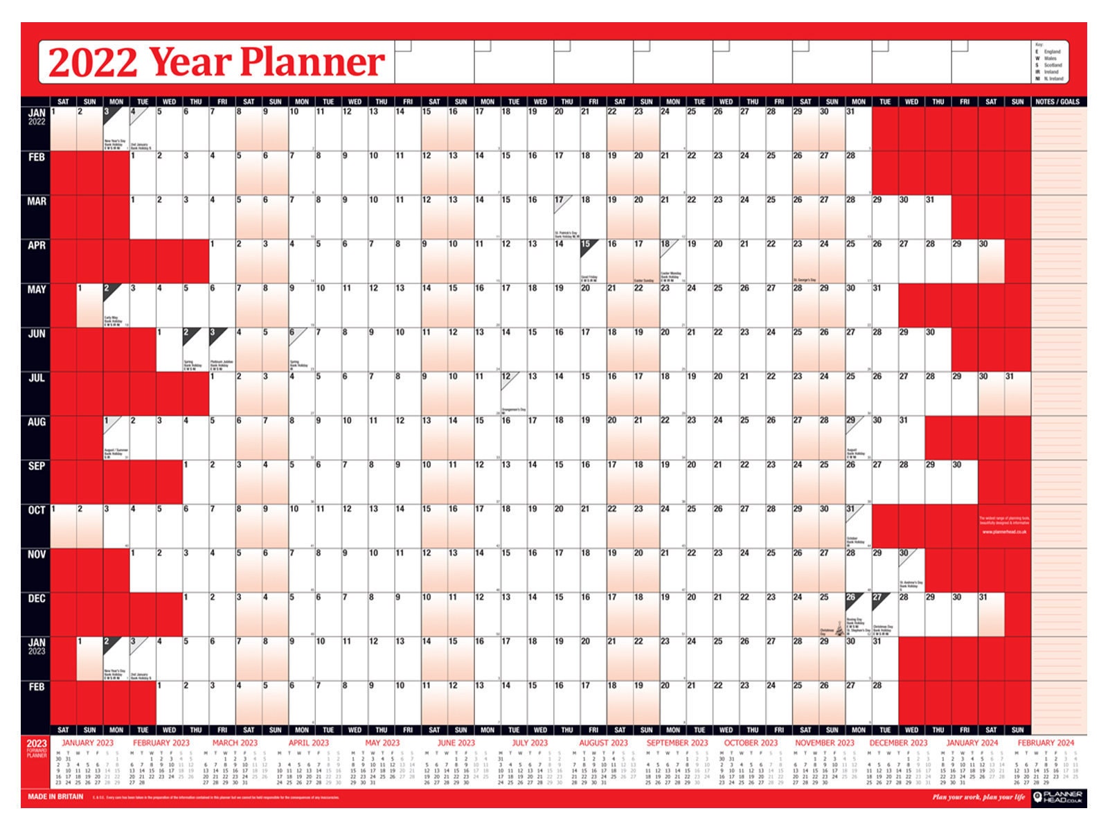 Wall planners a1 or a2 non laminated white out 2019 20 financial year