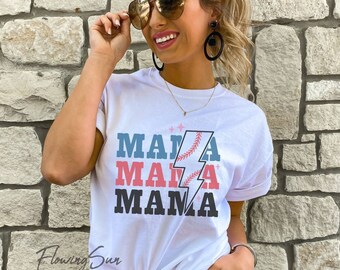 Baseball Mama Shirt, Baseball Season Shirt, Sports Shirt, Sports Mom, Sports Mama, Gift For Mom, Mama Shirt, Lightning Bolt, Baseball Gift