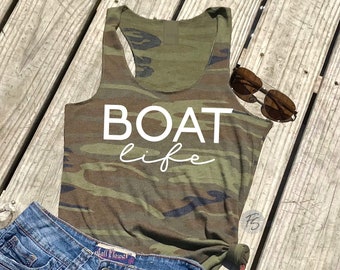 Boat Life Camo Tank Top, Boat Tank Top, Boat Shirt, Camouflage | Boating Tank Top, River Shirt, Lake Shirt, Beach Shirt, Cover Up, Floating