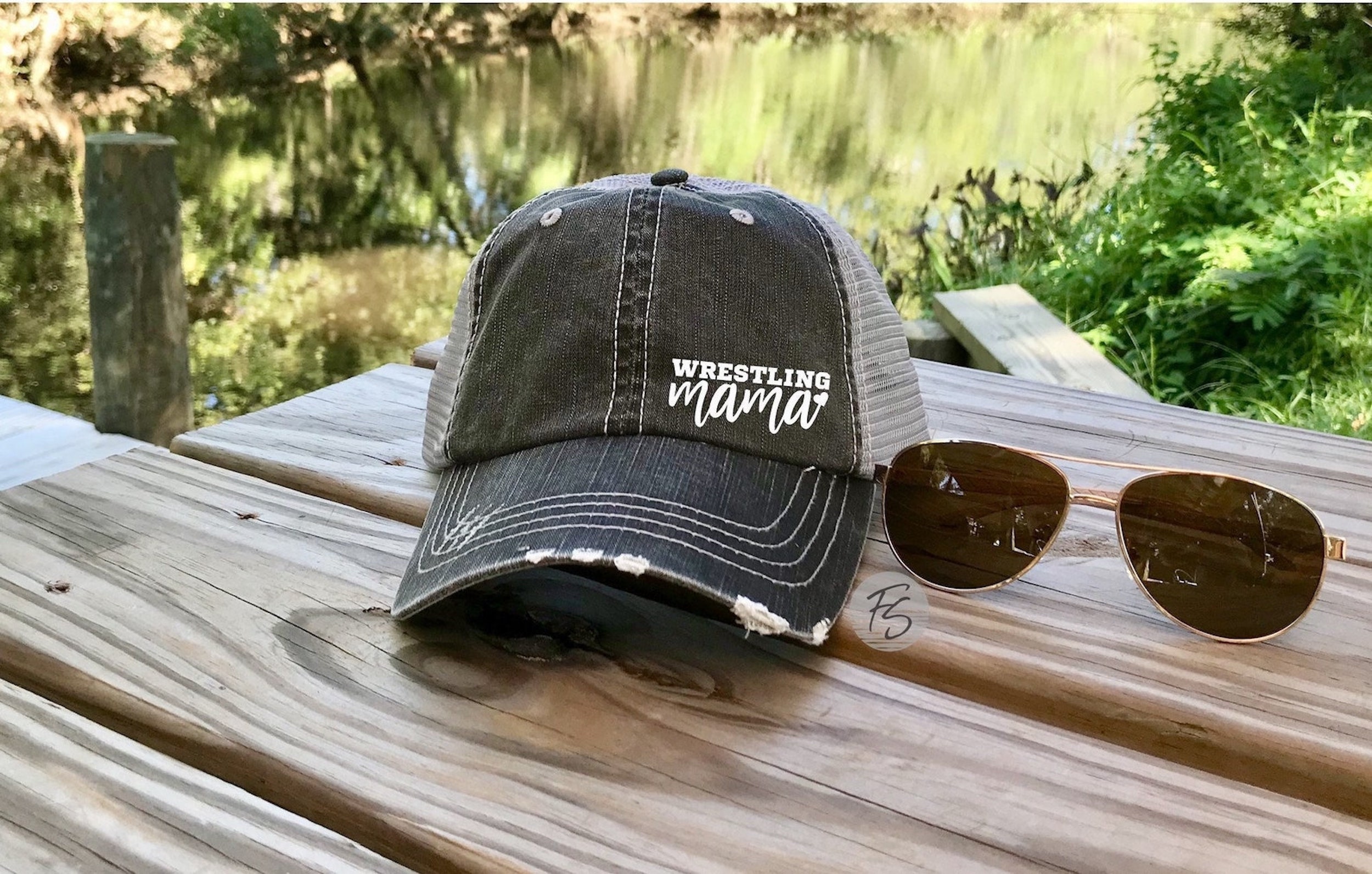 Wrestling Mama Hat With Heart Wrestling Mama Cap Etsy