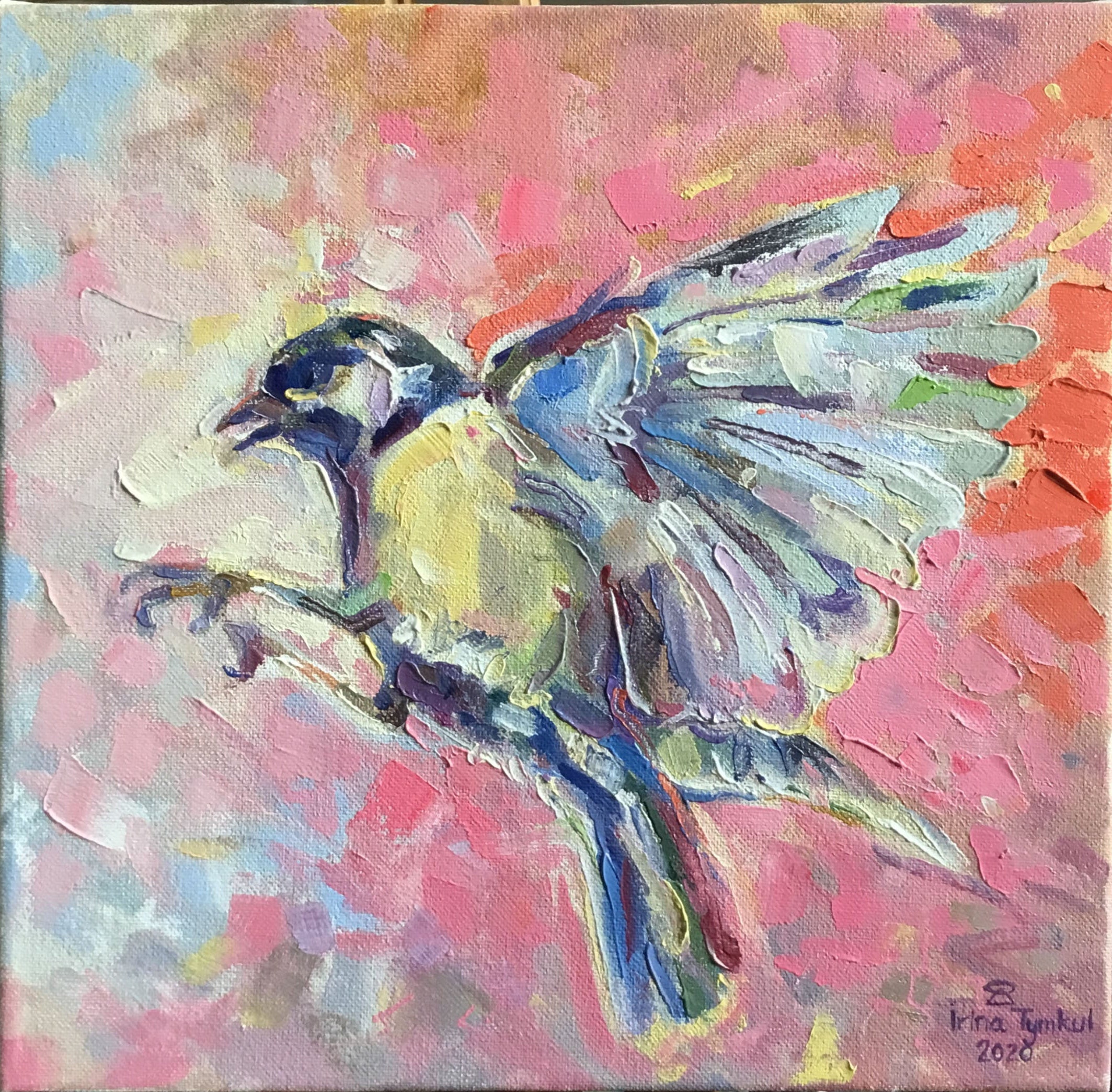 Original Oil Painting With Bird on Canvas titmouse in - Etsy
