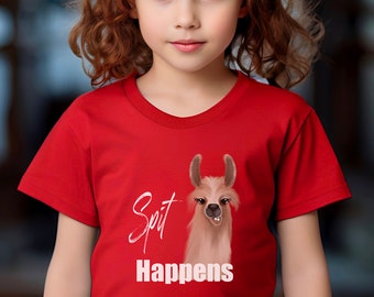 Llama T-shirt for kids funny spit happens llama shirt for llama lover Kids Heavy Cotton™ Tee