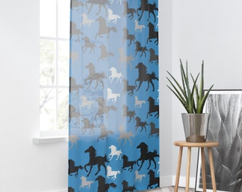 Horse theme Window Curtain horse lover Room decor cool horse print window treatment little girl bedroom accessories cute horse curtain