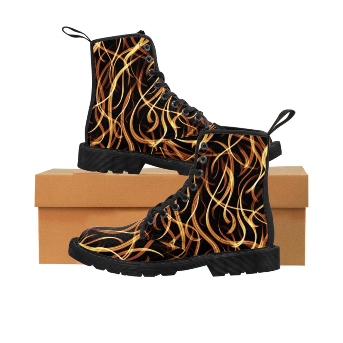 biker boots with flames