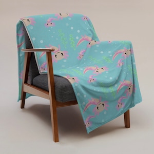 Axolotl Throw Blanket cute gift for axolotl lover axolotl gift for child cozy axolotl gift for her cool axolotl gift for sea creature lover
