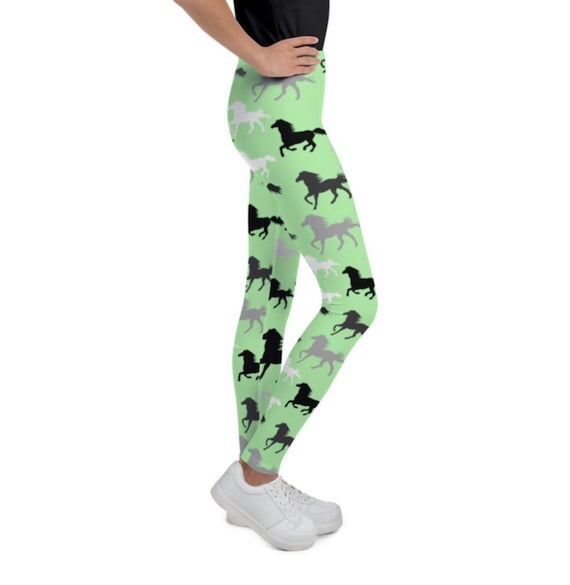 Horse leggings for child Horse lover Kid's Leggings horse theme pants cute horse gift for youth leggings for little girl equestrian gift