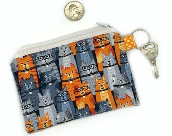 Kitty cat zipper pouch cute cat print change purse cat lover gift small gift for cat lover gift for cat lover small cat zipper pouch gift