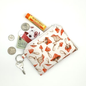 Mushroom gift zipper pouch mushroom lover change purse mushroom gift mushroom lover gift for her mushroom print purse organizer coin pouch