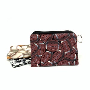 Bolsa deportiva con cremallera, bolsa para monedas con cremallera de béisbol, regalo para amantes del béisbol, billetera de fútbol, monedero para amantes del fútbol