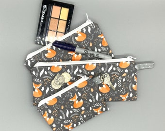 Fox makeup bag fox print travel bag fox lover gift Cute fox zipper pouch set cosmetic bag woodland animal zipper pouches gift for fox lover