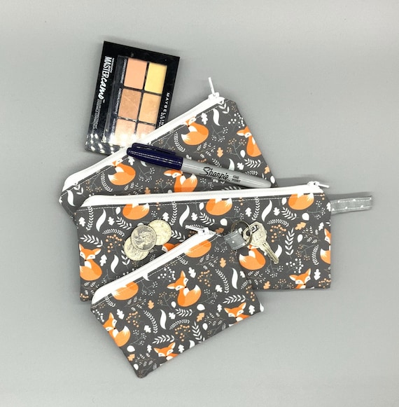 Fox makeup bag fox print travel bag fox lover gift Cute fox zipper pouch set cosmetic bag woodland animal zipper pouches gift for fox lover