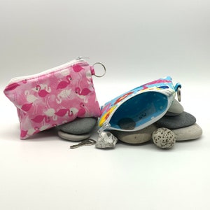 Bolsa con cremallera de flamenco, amante de los flamencos, cambio de bolso, bolsa de flores de flamenco, regalo para su bolso de flamenco tropical, linda bolsa de monedas de flamenco