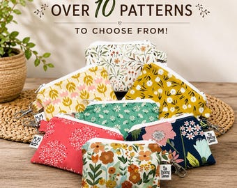 Bolsita con cremallera floral, monedero de jardín, bolsita pequeña con cremallera, bolsita con diseño de abeja, mariposa y pájaro, regalo de naturaleza para ella.