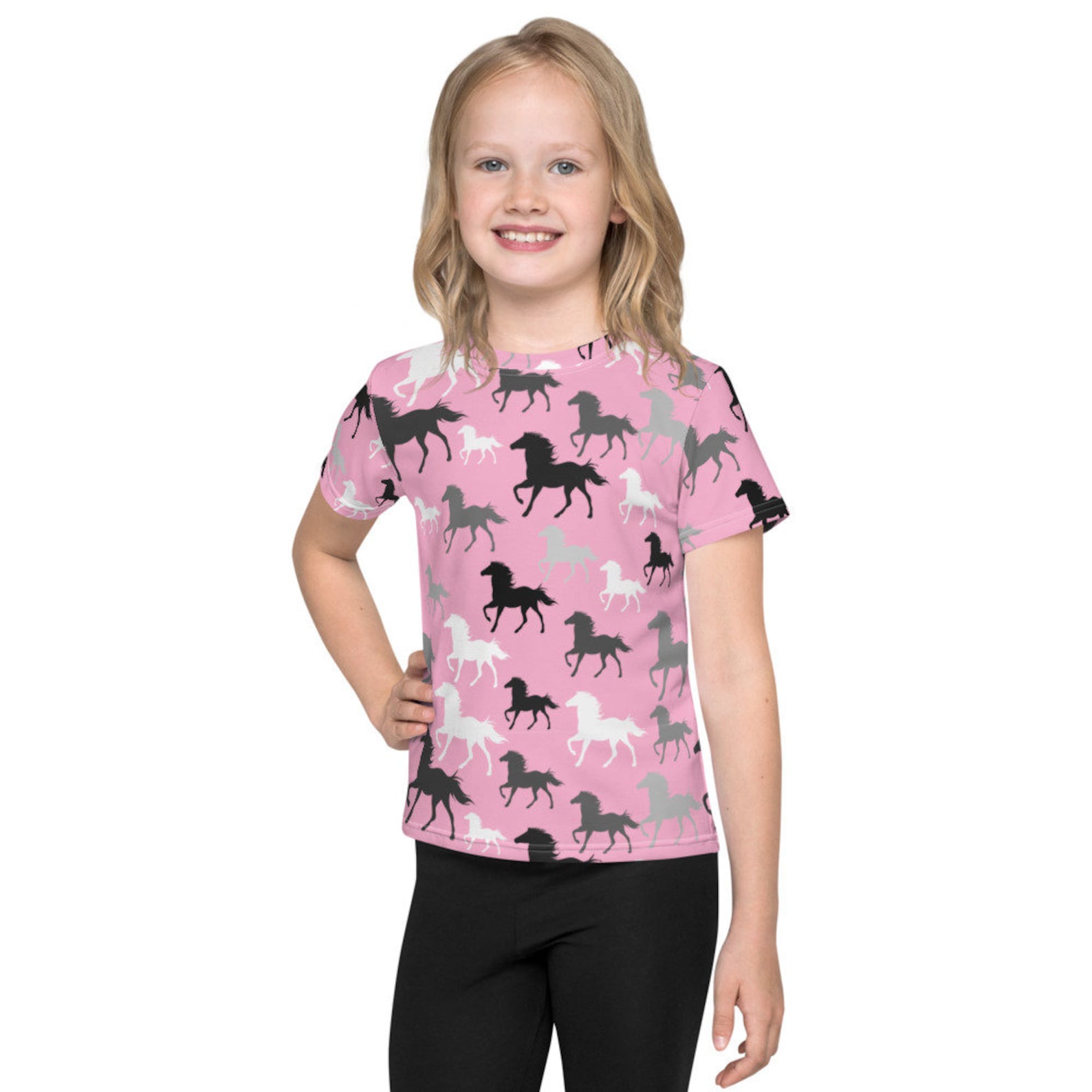 Cute horse print Kids crew neck tshirt horse tee for kids Etsy