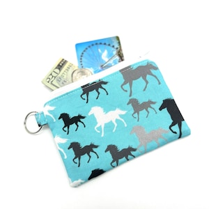 Horse change purse horse print makeup bag horse lover zipper pouch horse lover equestrian gift for her horse theme party favor bulk options