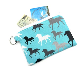Monedero con estampado de caballo, neceser con cremallera para amantes de los caballos, regalo ecuestre para ella, recuerdo de fiesta con temática de caballos, opciones a granel