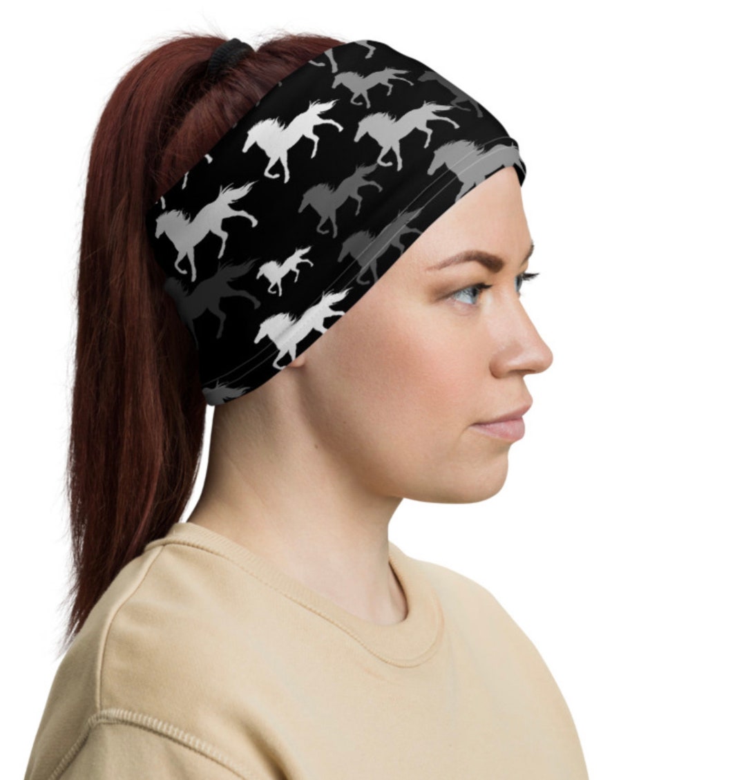 Horse Print Headband, Horse Face Mask, Fun Print, Cute Design, Neck