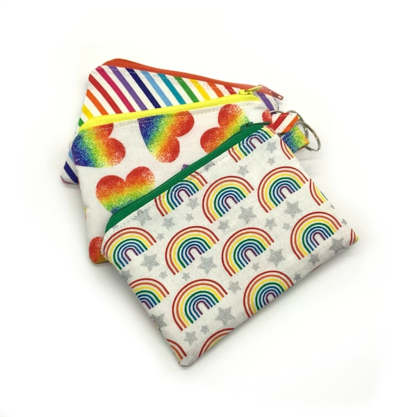 Rainbow change purse, gay pride zipper pouch, Rainbow lover gift, Rainbow child gift, Colorful coin purse zipper pouch