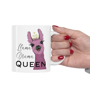 Llama Mug drama queen coffee cup cute mug for llama lover gift for drama queen personalized gift for coffee lover pink llama cup 11oz