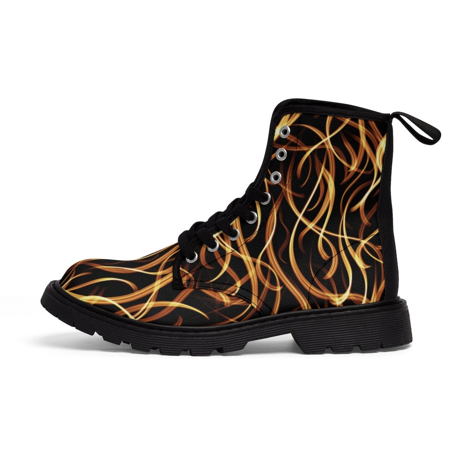biker boots with flames