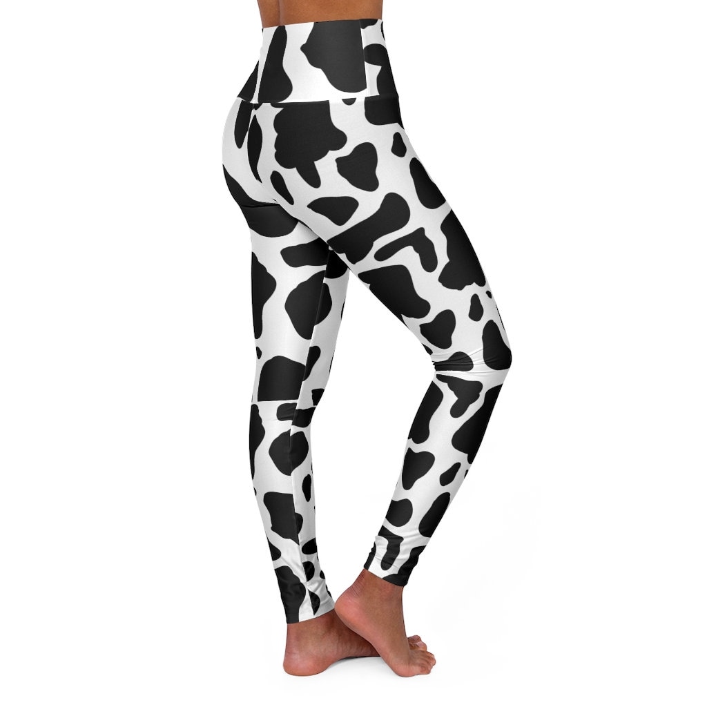 Cow Print Leggings for Cow Lover, Animal Print High Waisted Yoga