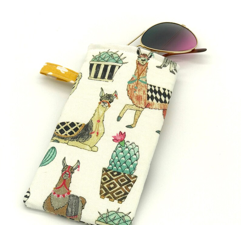 Llama Sunglass Case Fun Llamas or Cactus Print Eyeglass Case Etsy