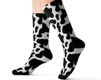 Cow socks cute cow lover gift cowhide print socks for Women or men farm girl socks socks for cowgirl Cow Socks for her cow gift for him