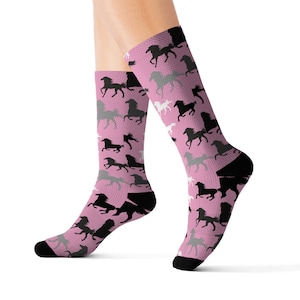 Horse lover socks, horse accessories, cool socks, horse print, animal lover, farm life, horse lover gift, blue, cute socks, for horse lover