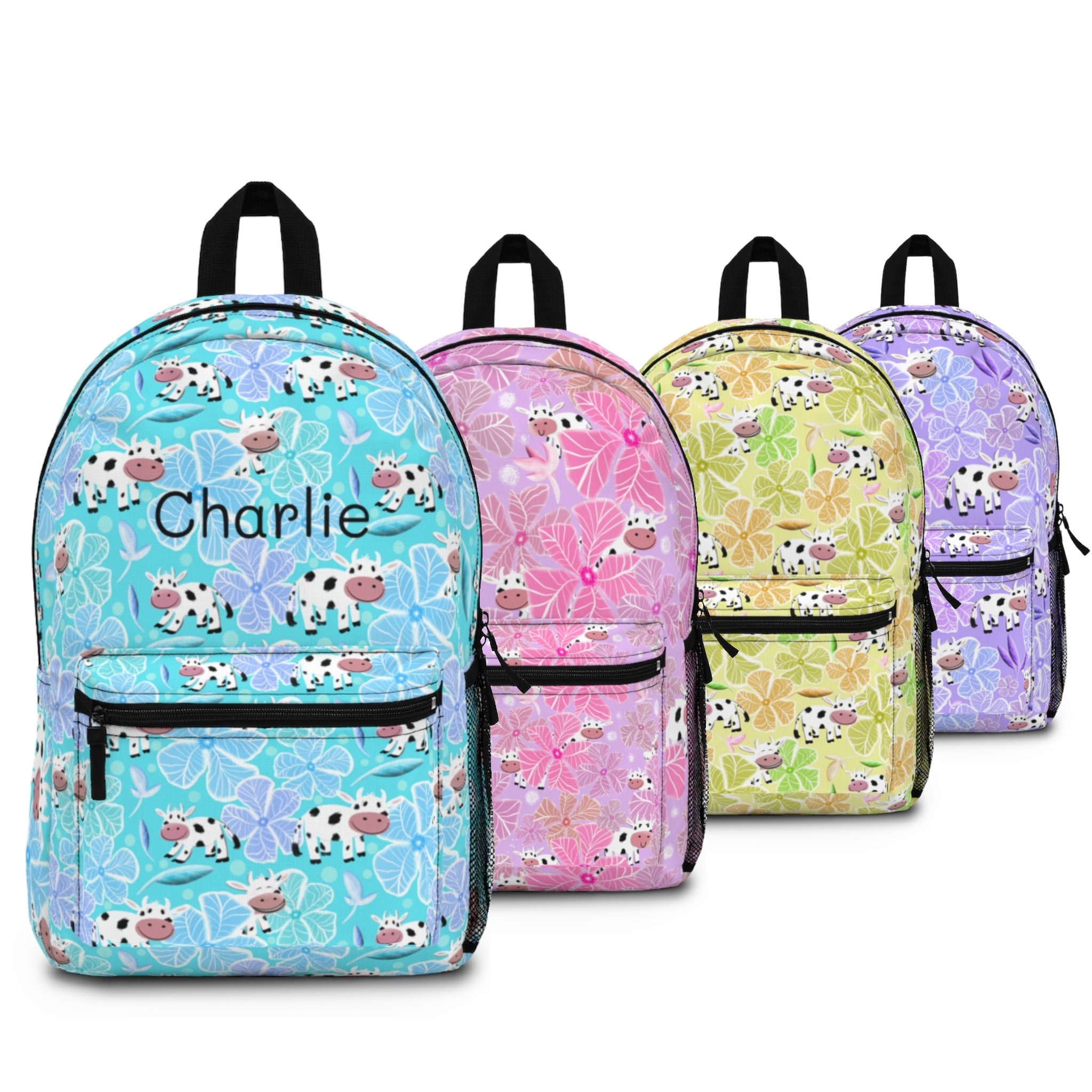 Cute cow print Backpack back to school cow lover floral Etsy