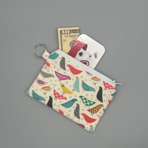 Monedero para amantes de los pájaros, billetera con pájaros, lindo estuche con cremallera con estampado de pájaros