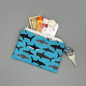Estuche con cremallera para regalo de tiburón, monedero para amantes de los tiburones, regalo de tiburón para él, organizador de bolsa con diseño de tiburón, monedero, billetera para niño, billetera con temática de tiburón