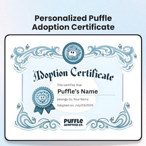 Puffle Adoption Certificate - Club Penguin Inspired Digital Certificate - Personalized