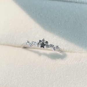 Sterling Sliver Stars Ring, Unique Minimalist Dainty Star Ring,Cute Stars Wedding Ring For Women,stacking ring,Star ring