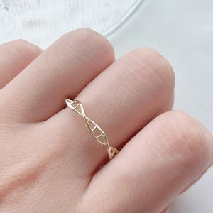 14K gold Plated Gold DNA Ring, DNA Ring,Science Ring,Chemistry Ring ,Molecule Ring, Simple DNA Ring,Biology Ring,rings for women