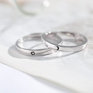 Couple Moon Sun Adjustable White gold plated Ring,Simple Rings,Rings for gift, Adjustable Ring,Stacking Ring,Gift For Her