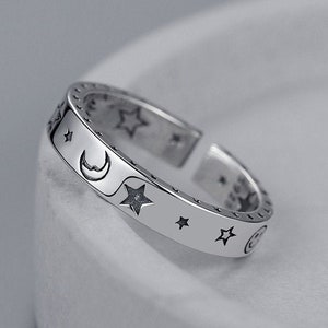 moon phases minimal ring pinky ring hand forged unique dainty ring simple silver ring nature ring designs Crescent moon eye ring