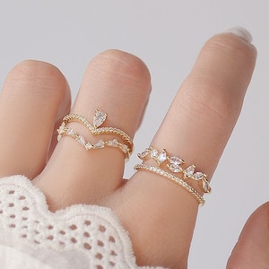 2pcs/set Leaf Adjustable 18K gold plated Ring/Simple Rings/Adjustable Ring/Stacking Ring/Gift For Her /Olive Leaf Rings/ Olive Branch/