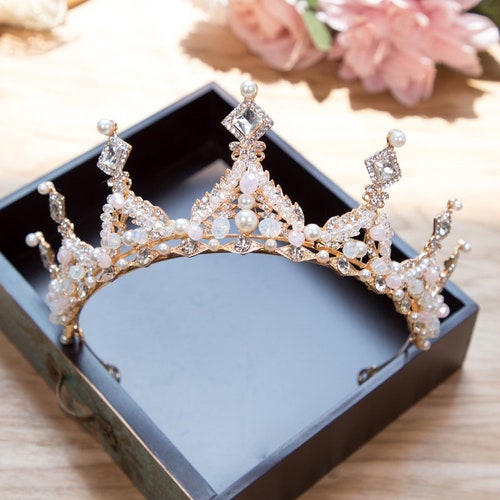 Child Tiara Gold Tiara Child Crown Wedding Tiara Pink Etsy