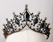 Black Crown Gothic Headdress gorgeous Queen Crown red crystal Vampire Headband Belly Dance Headpiece Pagan Headpiece Tribal Headdress Tiaras
