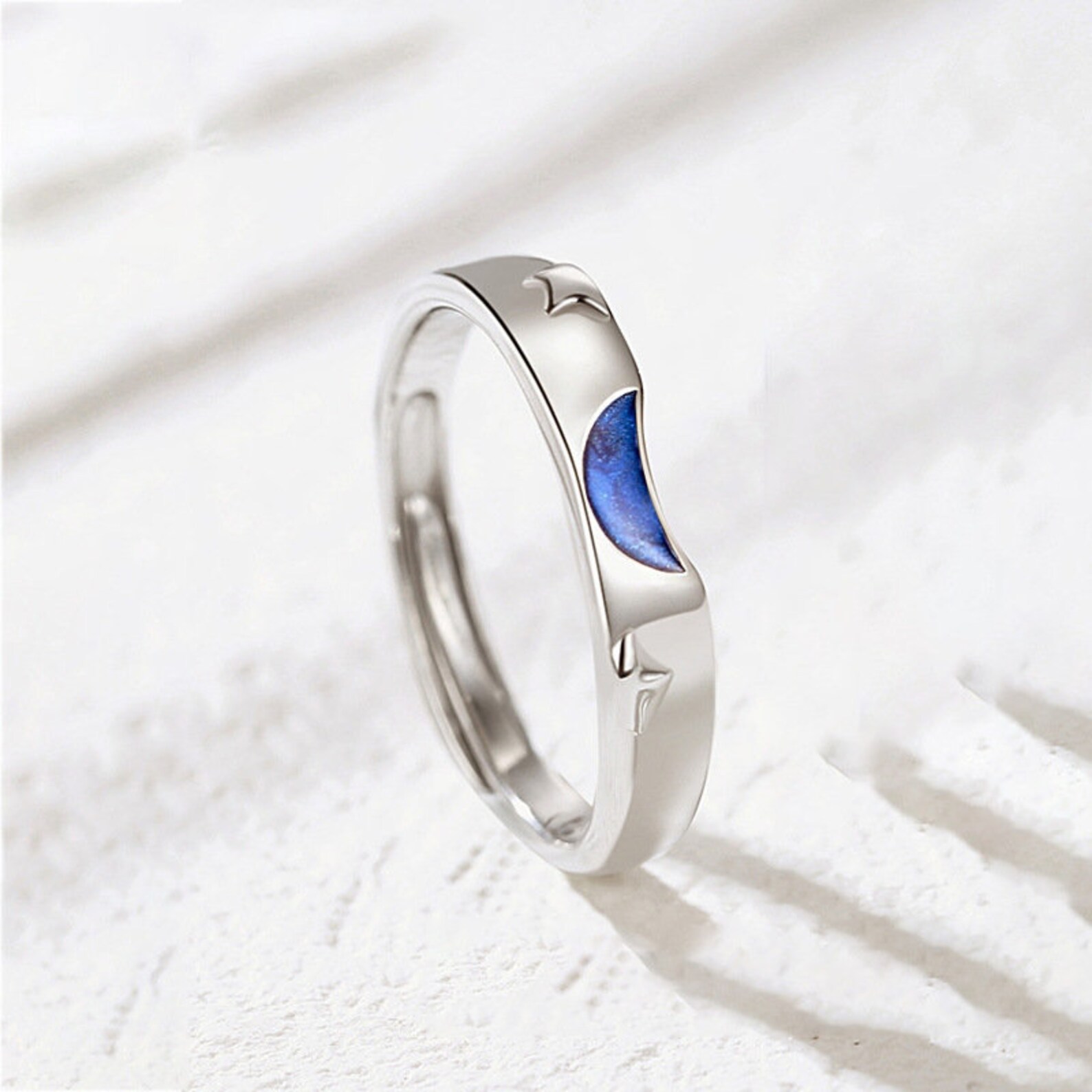 Pareja Luna Sol Ajustable 925 Anillo de Plata de Ley Anillos Etsy España