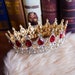 Gold Red Rhinestone Wedding Crowns and Tiaras for Women, Costume Party Hair Accessories with Gemstones 