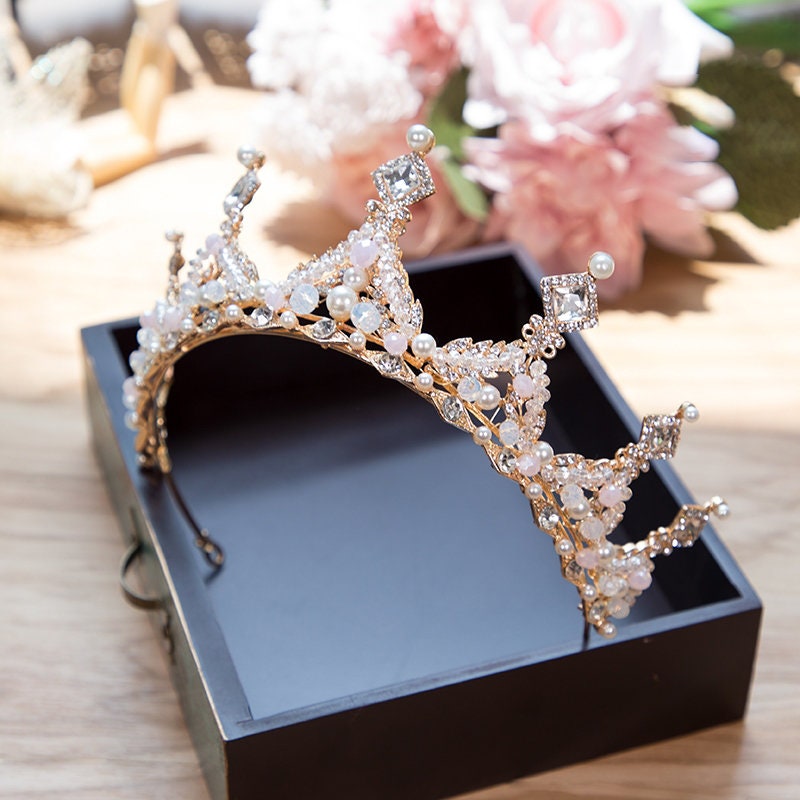 Child Tiara Gold Tiara Child Crown Wedding Tiara Pink Etsy
