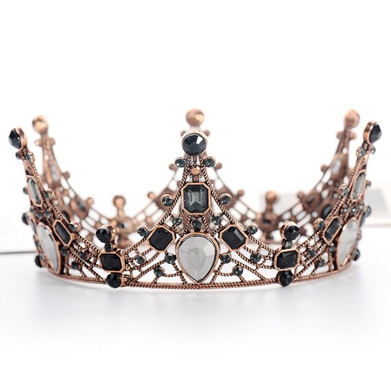 Black Crystal Wedding Crown Gothic Wedding Crown Black Crystal Etsy