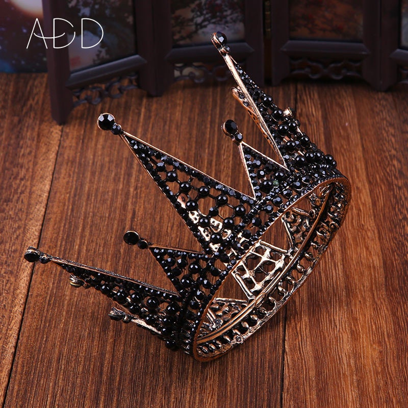 Black Crystal Wedding Crown Vintage Black Wedding Crown Etsy