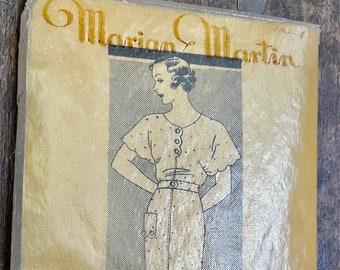 Vintage 1930's Marian Martin Dress Pattern #9336 - Size 16