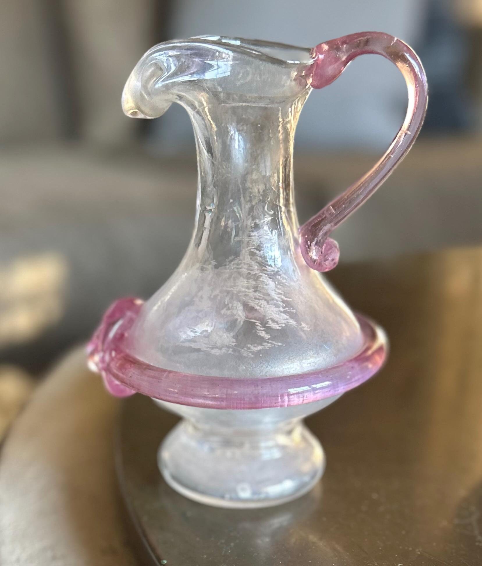MURANO ITALY金彩 ピンクレースライン ピッチャー 花瓶 MURANO ITALY金彩 ピンクレースライン ピッチャー 花瓶 Huge