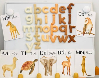 Magnetic felt letters in natural colours, magnetic alphabet, felt magnet letters, magnetic letters, fridge magnet STRONGER magnets
